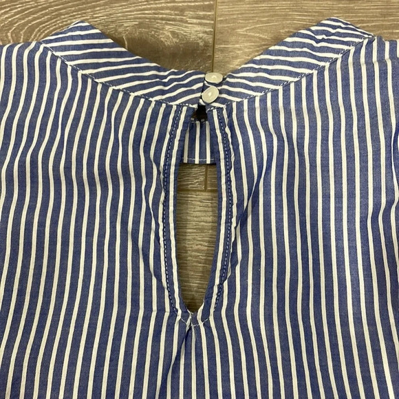 Mossimo Supply Co. ruffled striped long sleeve top blue and white L - Picture 14 of 16